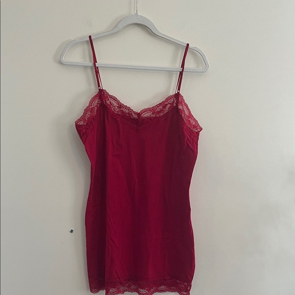 Zenana Outfitters Red Lace Cami Tank Top Y2K Mcbling Dark Romantic Gothic Preppy - Picture 1 of 6